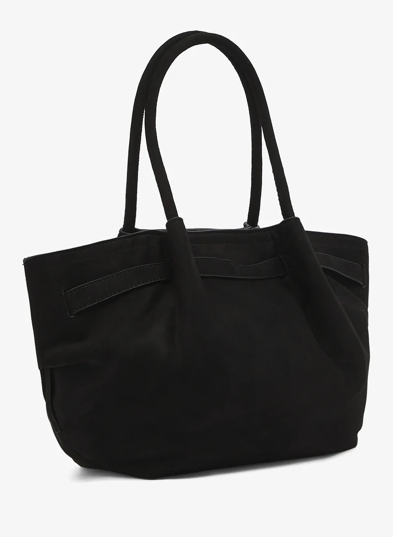 ايلا Structured Suede Tote Bag With Gold Accent